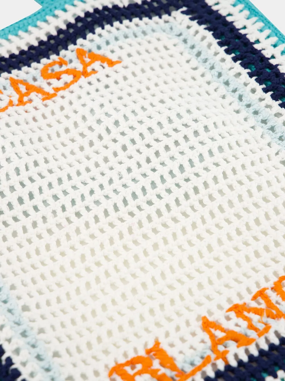 Tennis Stripe Crochet Cotton Shoulder Bag