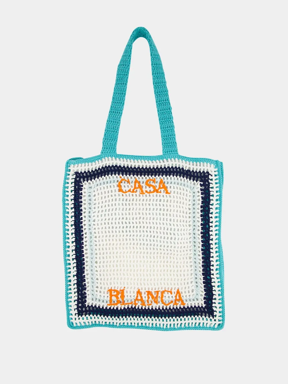 Tennis Stripe Crochet Cotton Shoulder Bag
