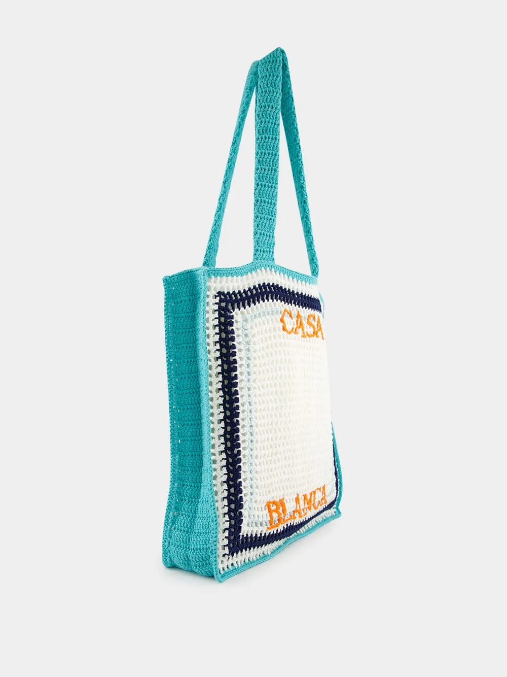 Tennis Stripe Crochet Cotton Shoulder Bag
