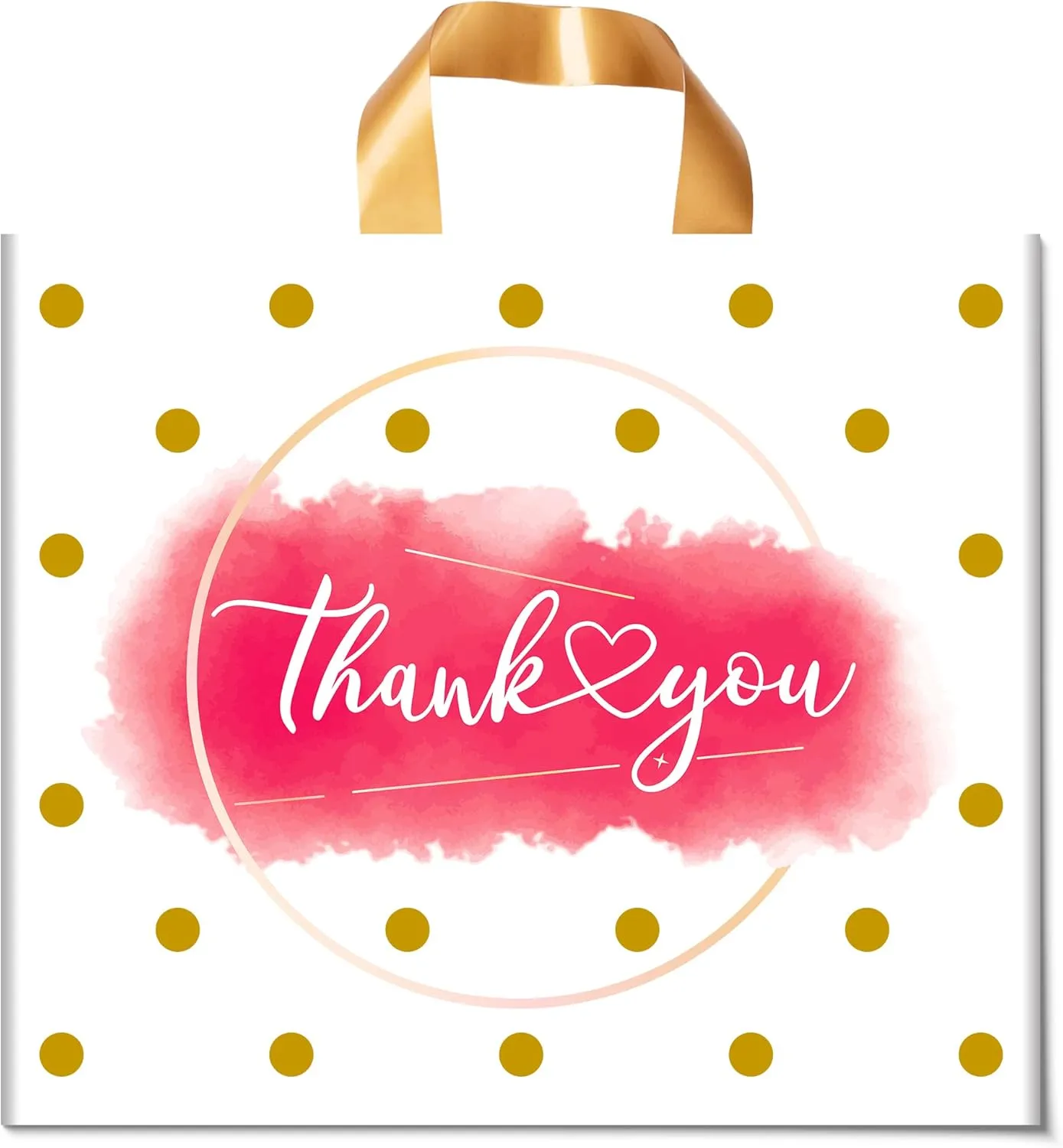 Thank You Bags - 50 Pack Extra Thick Plastic Shopping Bags for Small Business, Boutique, Office, Party (10X12 IN)