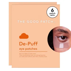 The Good Patch De-Puff Cooling Hydrogel Under Eye Patches for Puffy Eyes and Under Eye Bags, Made with Caffeine, Aloe Vera, Gotu Kola, Clinically Proven (6 Total Patch Sets)