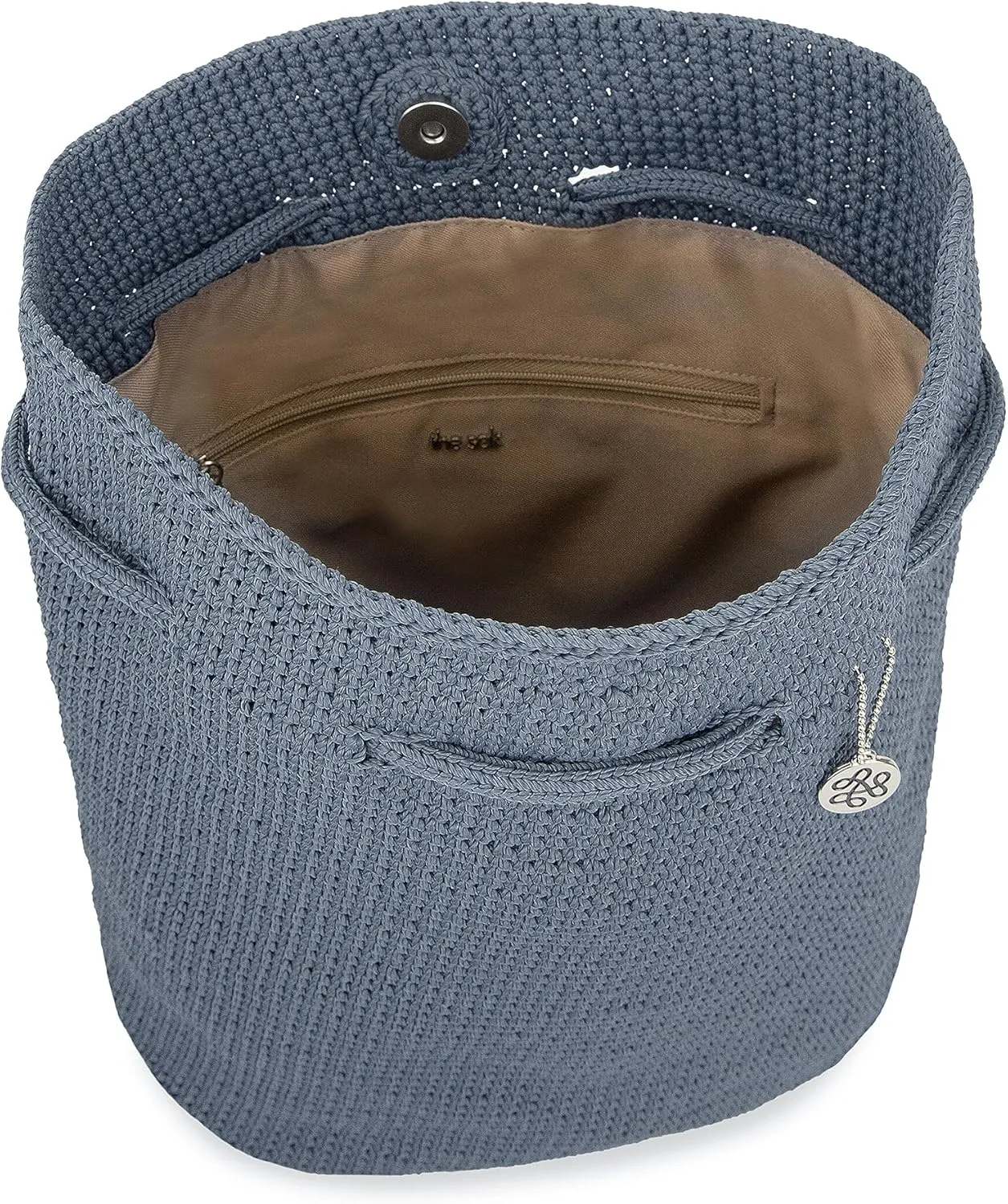 The Sak Large Dylan Backpack in Crochet, Adjustable Backstrap, Maritime