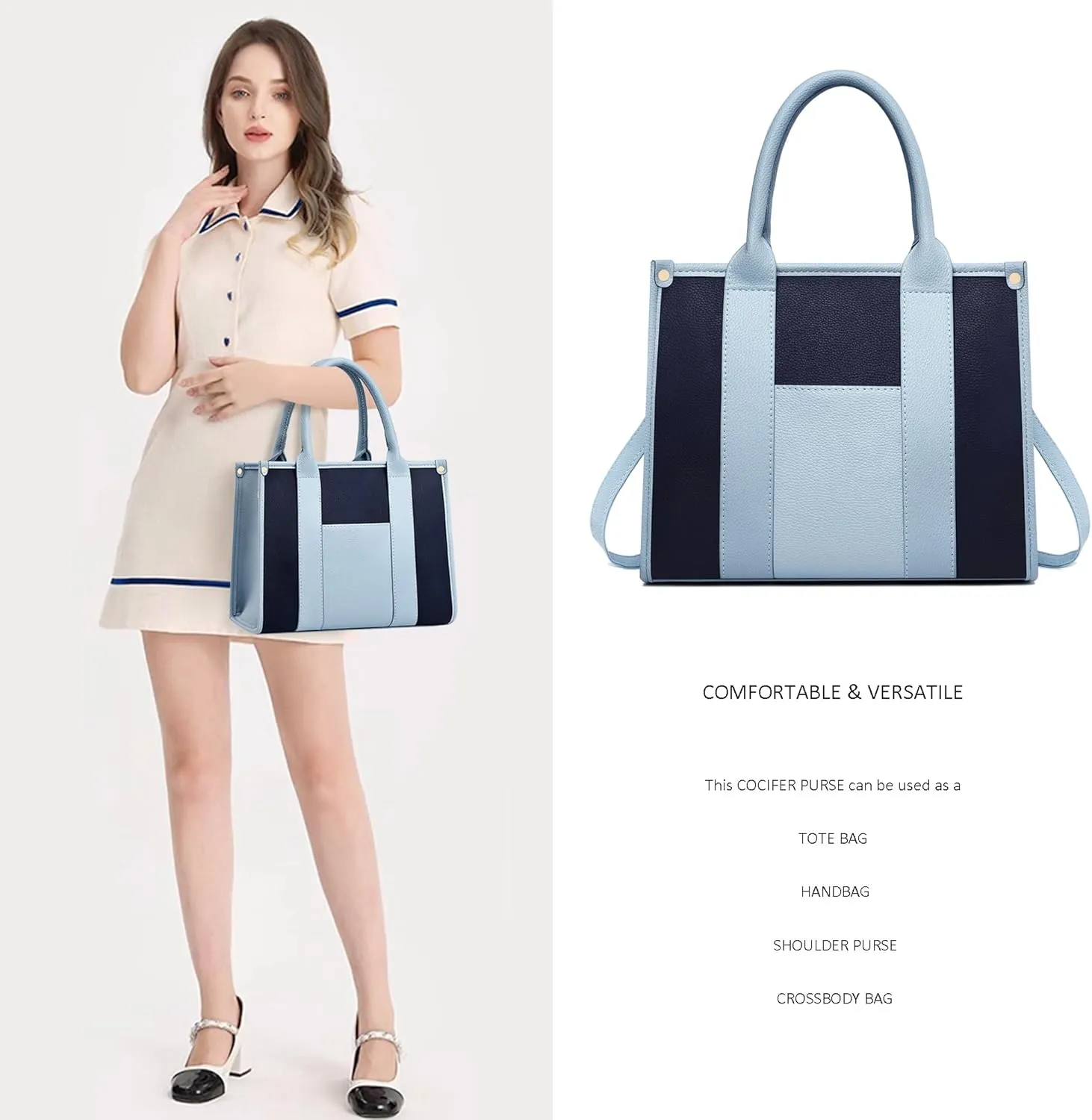The Tote Bag Crossbody Purses for Women Shoulder Bag Handbags PU Leather Top Handle Bags with zipper