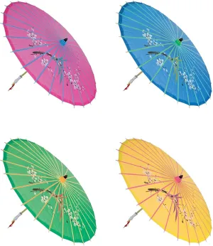 THY COLLECTIBLES Assortment or six (6) 21" Small Asian Silk Umbrella/Parasol