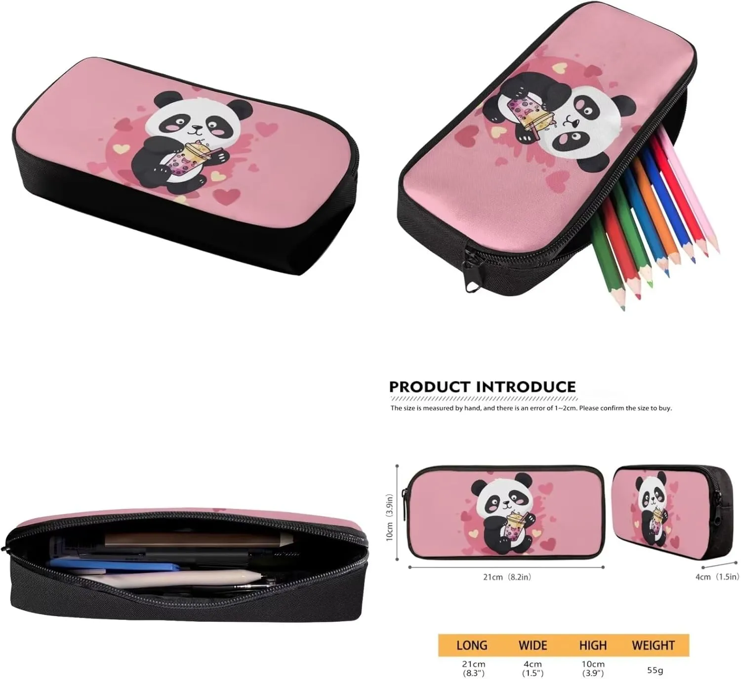 TOADDITDO Panda Bookbag Set for Preschool Girls 4-Piece Backpack Set with Lunch Box Pencil Bag Water Bottle Cover Toddler Cute School Bags Large Capacity Travel Shoulder Bag Daypack Mochila De NiñA