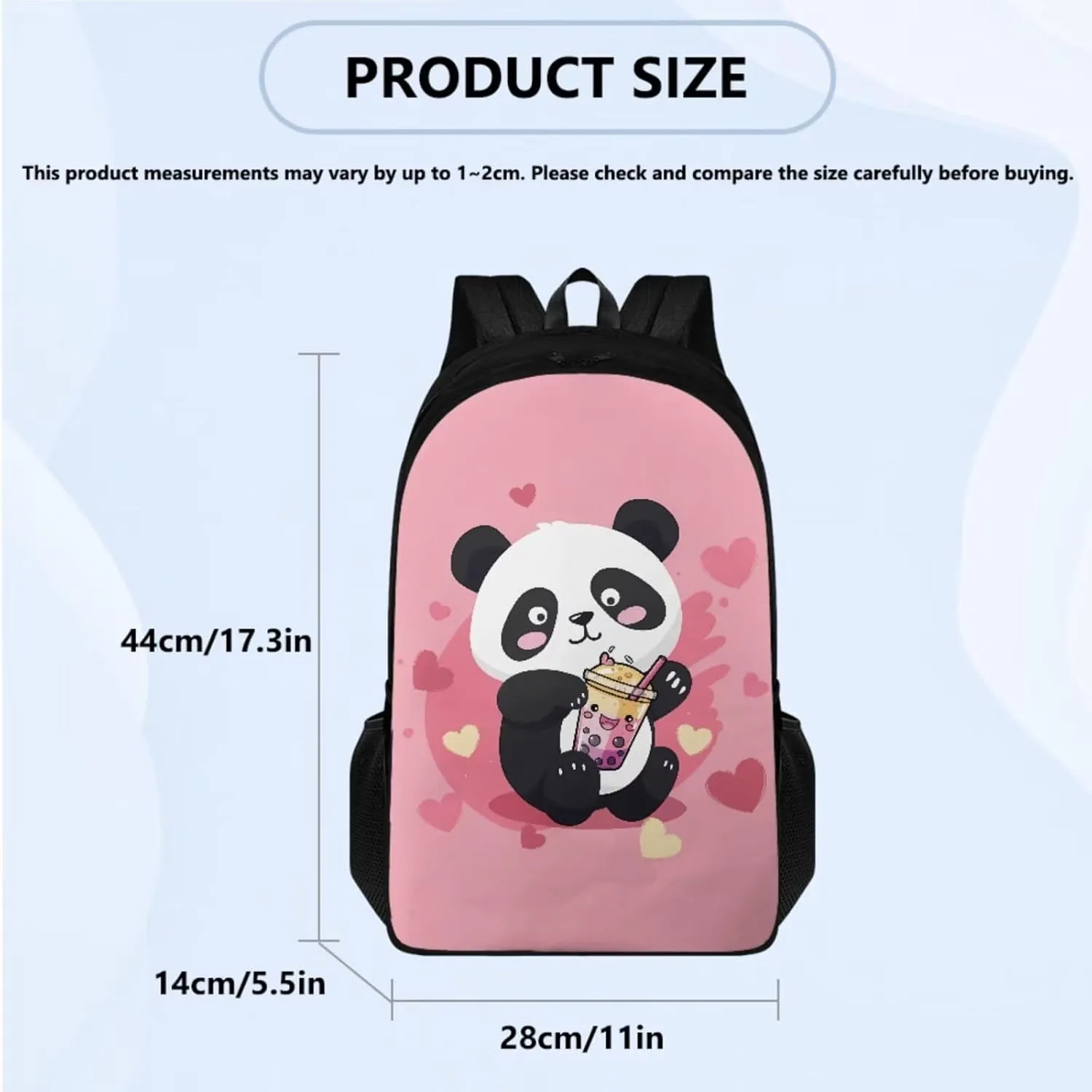 TOADDITDO Panda Bookbag Set for Preschool Girls 4-Piece Backpack Set with Lunch Box Pencil Bag Water Bottle Cover Toddler Cute School Bags Large Capacity Travel Shoulder Bag Daypack Mochila De NiñA