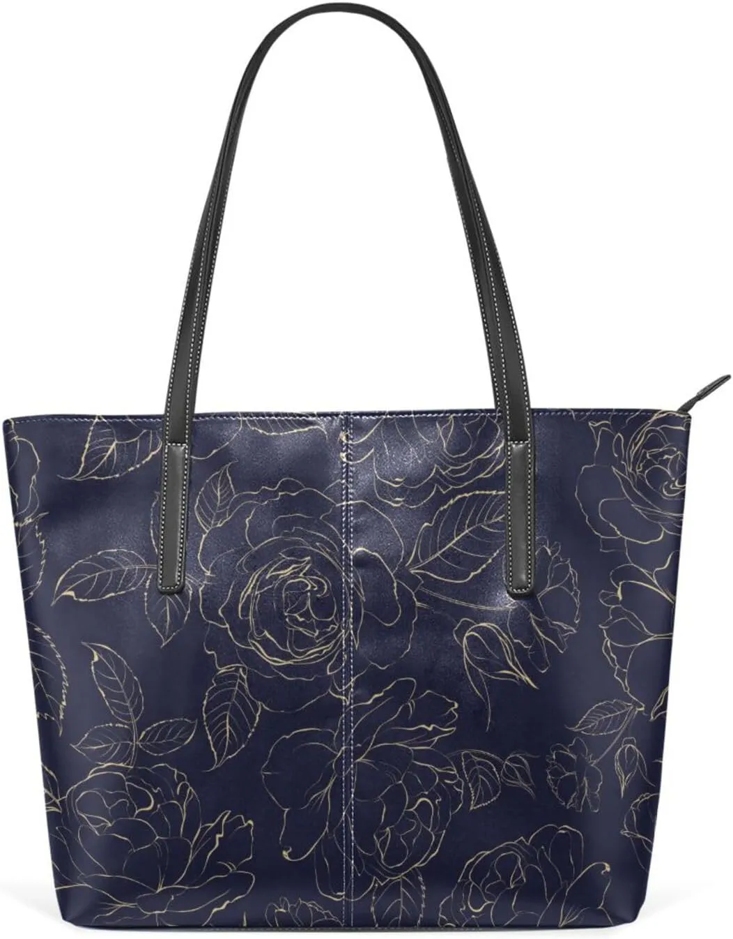 Top Handle Bag for Women Rose Floral Vegan Leather Lady Purse Shoulder Bag Travel Satchel Gym Beach Tote with Zipper Weekender Handbag