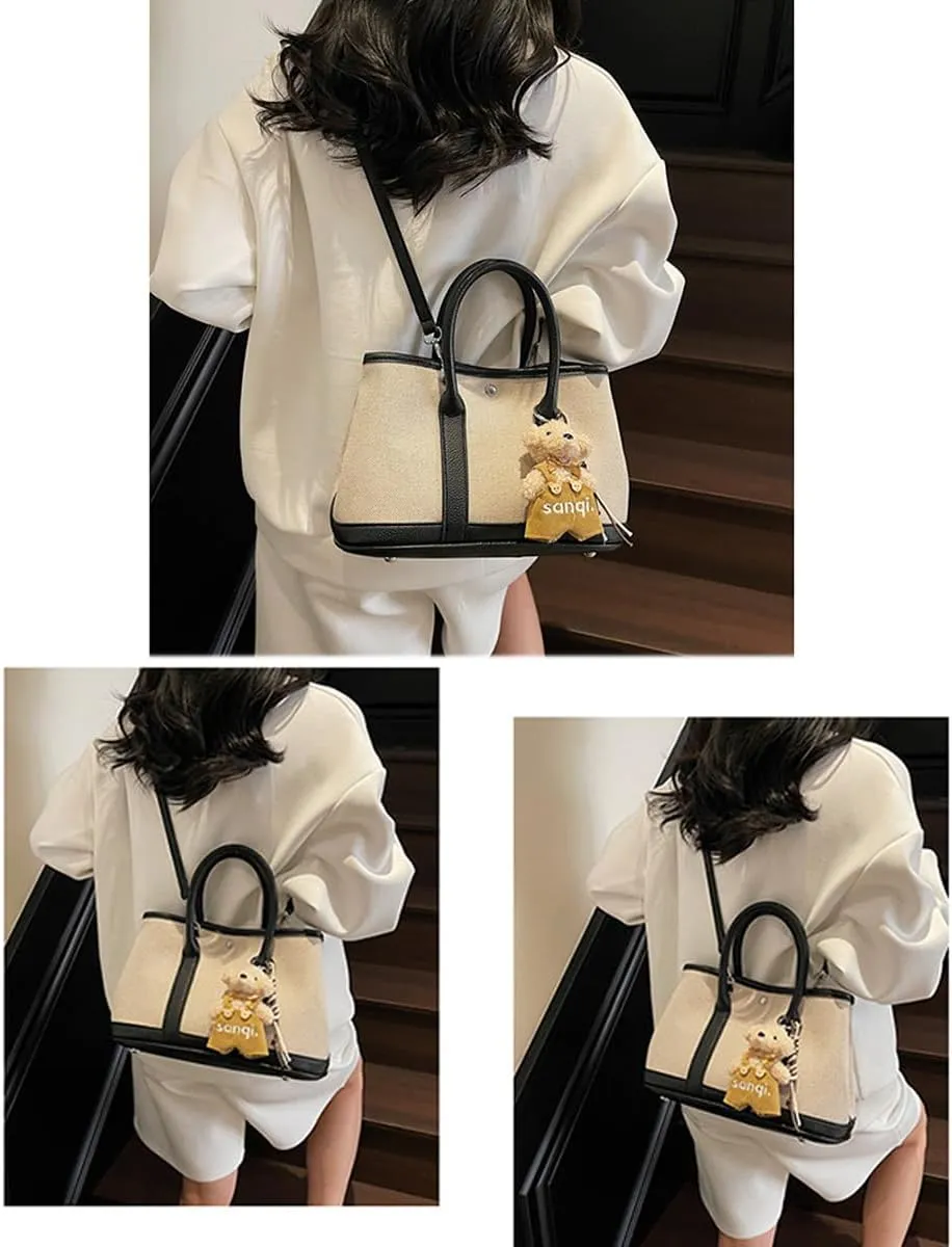 Top Handle Handbags for Women, Ladies Tote Shoulder Bag Simple Canvas Satchel