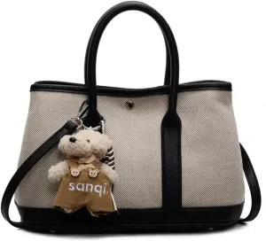 Top Handle Handbags for Women, Ladies Tote Shoulder Bag Simple Canvas Satchel