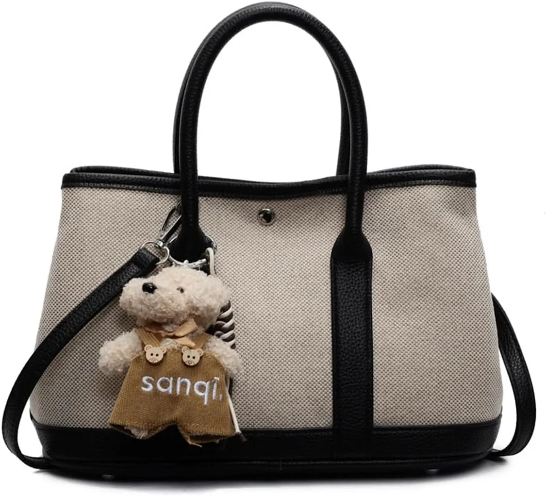 Top Handle Handbags for Women, Ladies Tote Shoulder Bag Simple Canvas Satchel