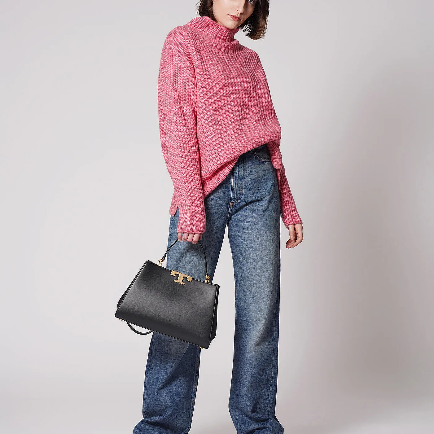 T.O.R.Y B.U.R.C.H Eleanor Satchel Bag with Snap Closure