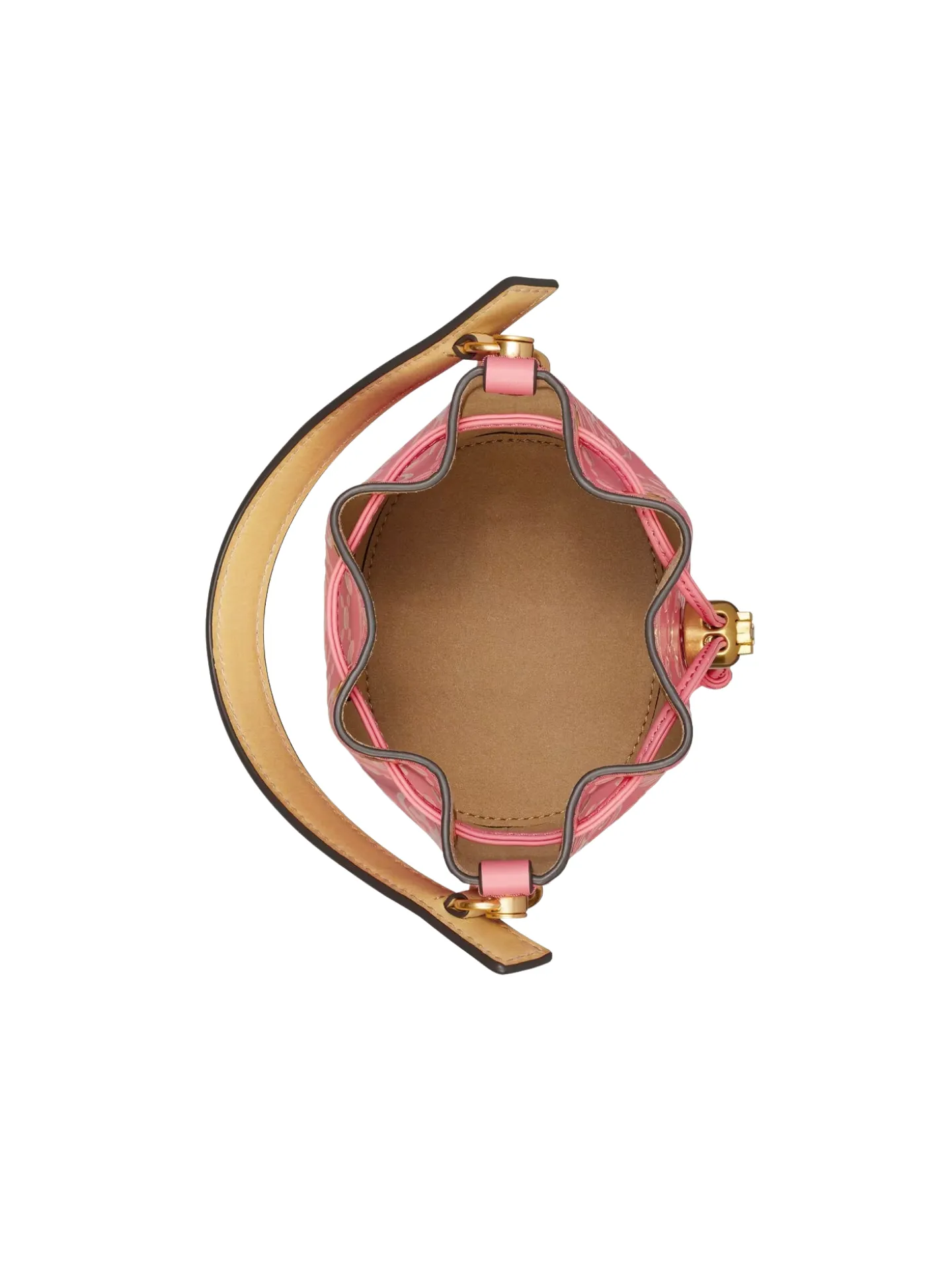Tory Burch T Monogram Contrast Embossed Mini Bucket Rose Pink Multi