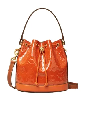 Tory Burch T Monogram Patent Embossed Bucket Bag Spring Spice