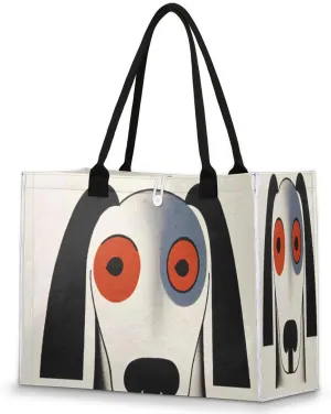 Tote Bag for Women, Black Nose Dog Gym Bag Laptop Shoulder Handbag Nurse Reusable Grocery Bag Bags Beach for Sports Work