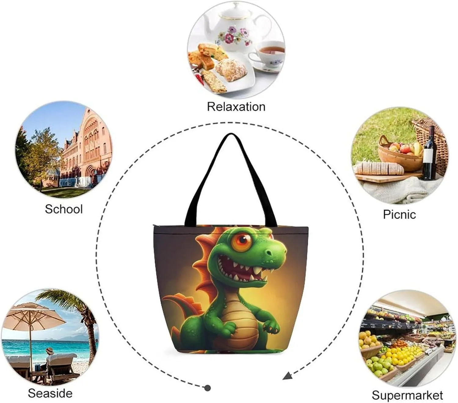 Tote Bag for Women Grocery Bag Dirt Road with Leaves Foldable Shopping Bags Reusable Large Tote Bag