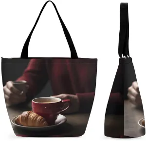 Tote Bag for Women Grocery Bag Dirt Road with Leaves Foldable Shopping Bags Reusable Large Tote Bag