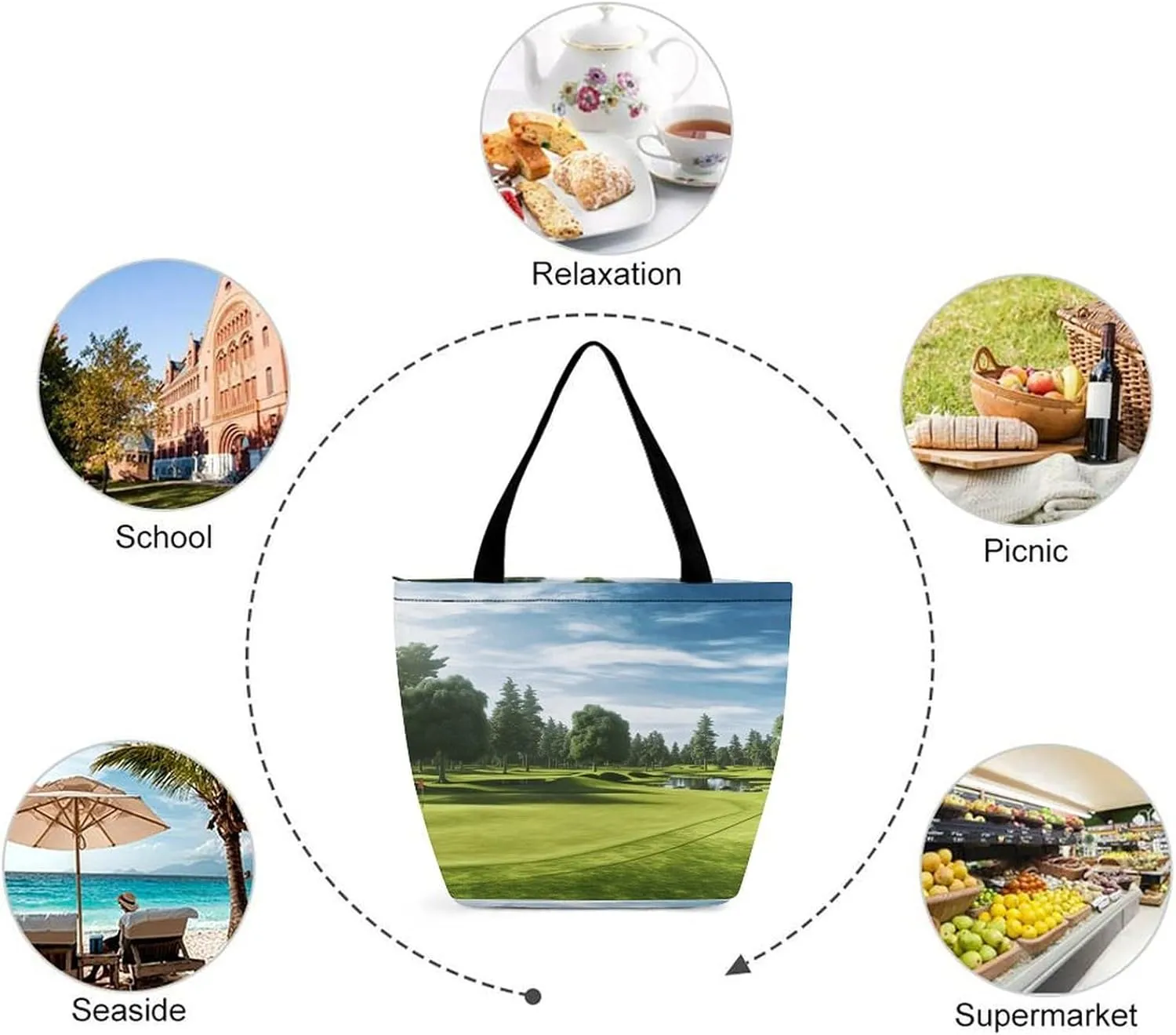 Tote Bag for Women Grocery Bag Golden Retriever Dog Foldable Shopping Bags Reusable Large Tote Bag