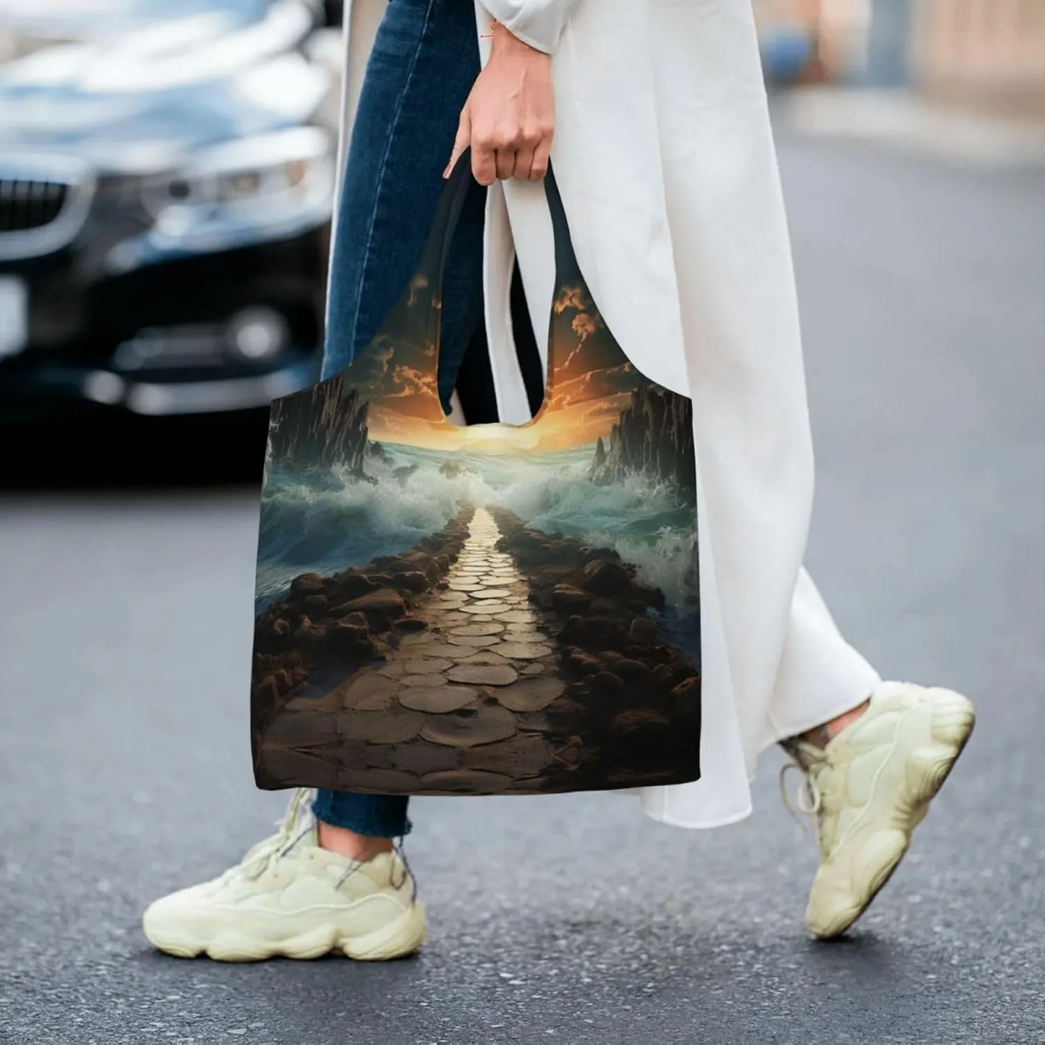 Tote Bag for Women Reusable Grocery Bag Canvas Shopping Bag Math question Handbag Foldable Shoulder Bag