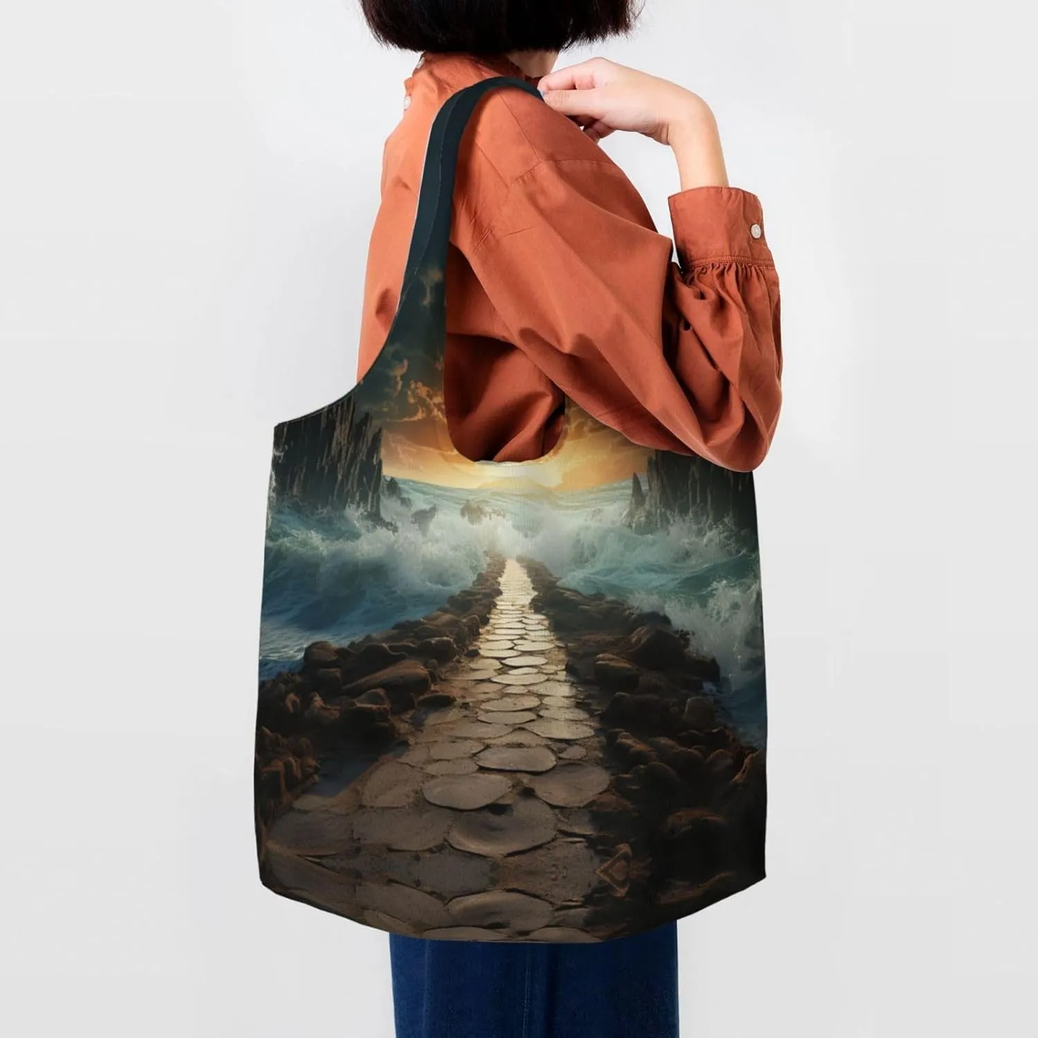Tote Bag for Women Reusable Grocery Bag Canvas Shopping Bag Math question Handbag Foldable Shoulder Bag