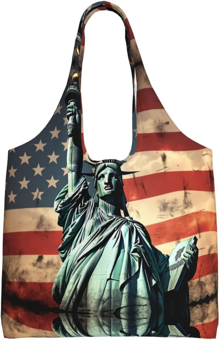 Tote Bag for Women Reusable Grocery Bag Canvas Shopping Bag Tiger Colorful Sunset Handbag Foldable Shoulder Bag