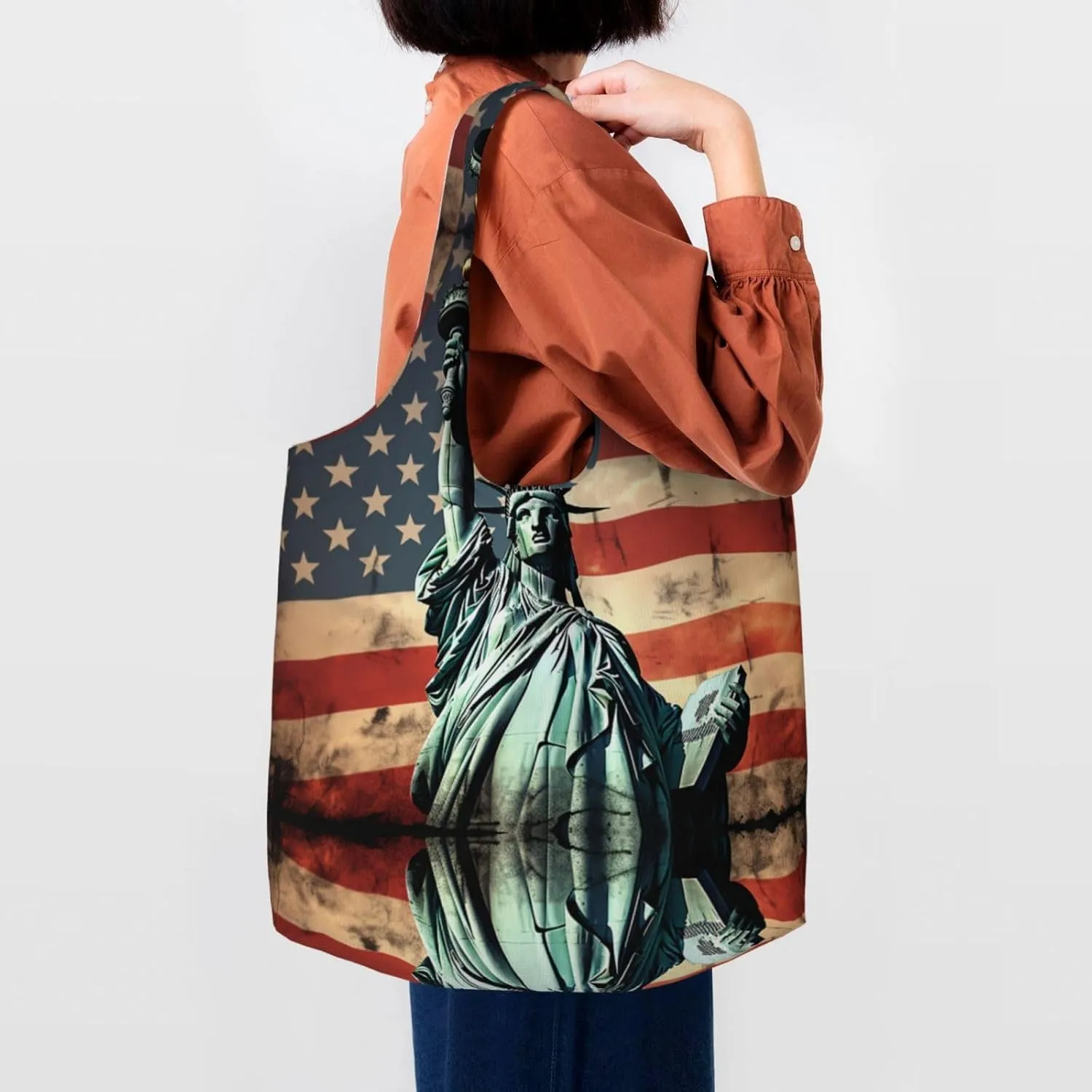 Tote Bag for Women Reusable Grocery Bag Canvas Shopping Bag Tiger Colorful Sunset Handbag Foldable Shoulder Bag