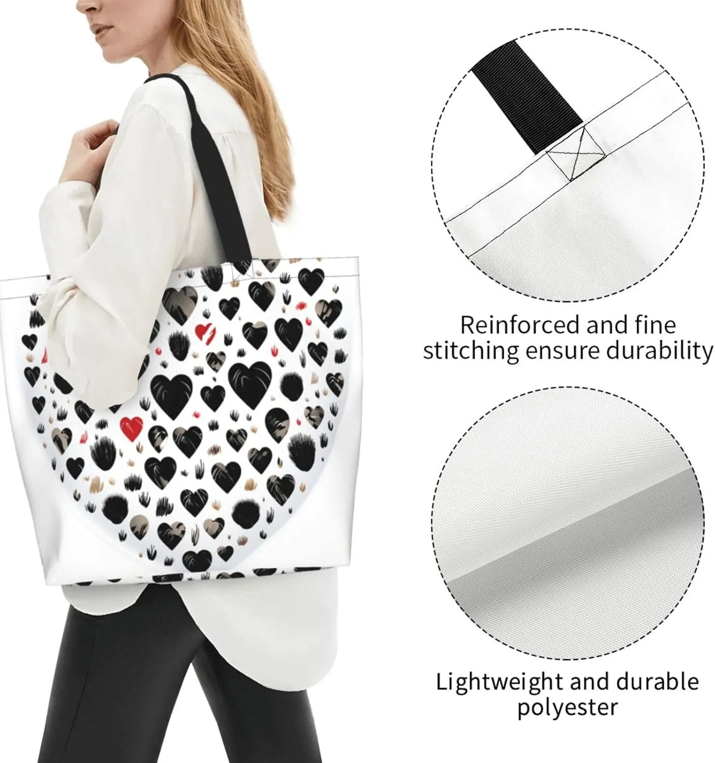 Tote Bag for Women Reusable Grocery Bag Shopping Bag Cats and Dogs Tote Bags Handbag Foldable Shoulder Bag