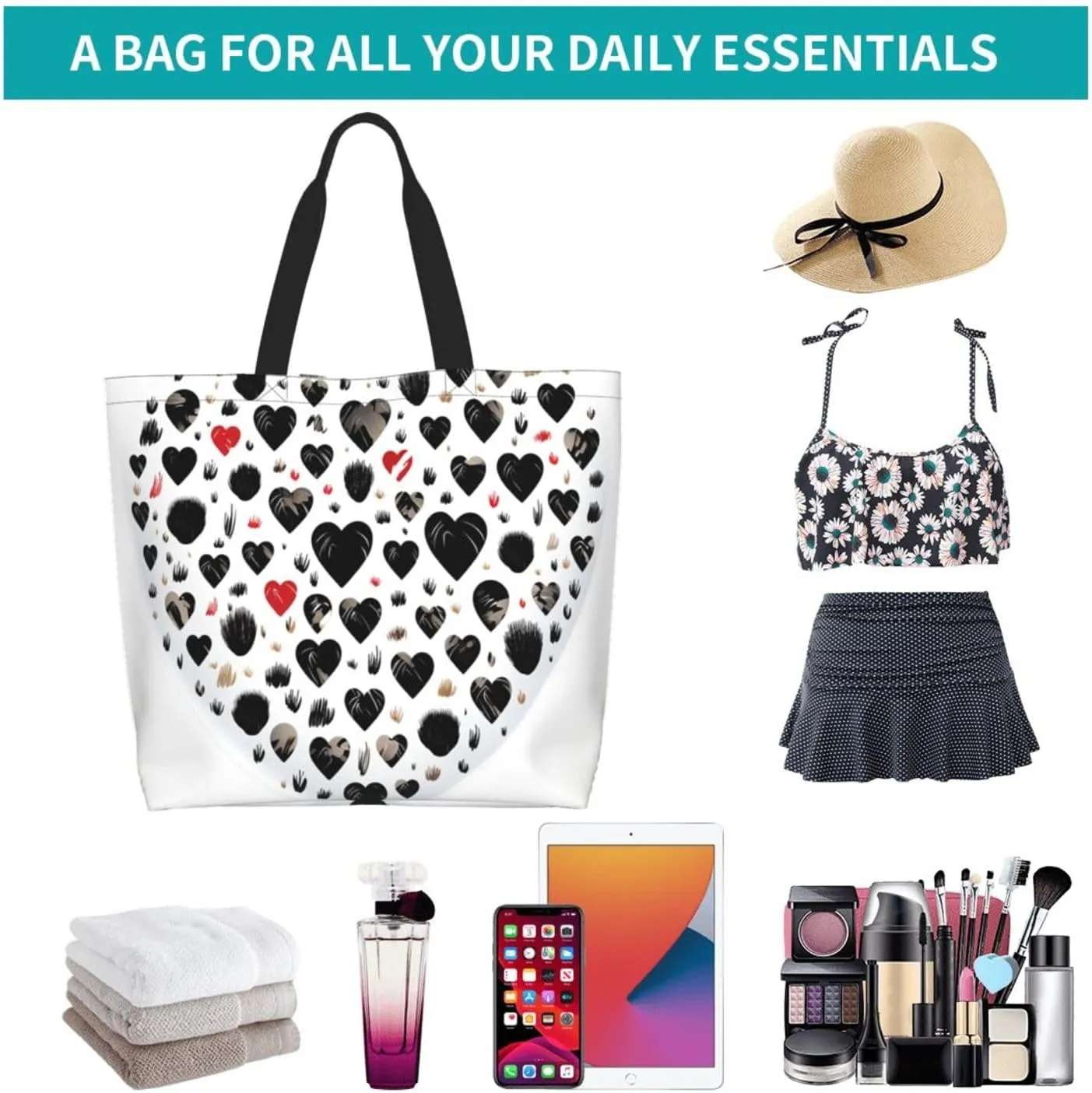 Tote Bag for Women Reusable Grocery Bag Shopping Bag Cats and Dogs Tote Bags Handbag Foldable Shoulder Bag