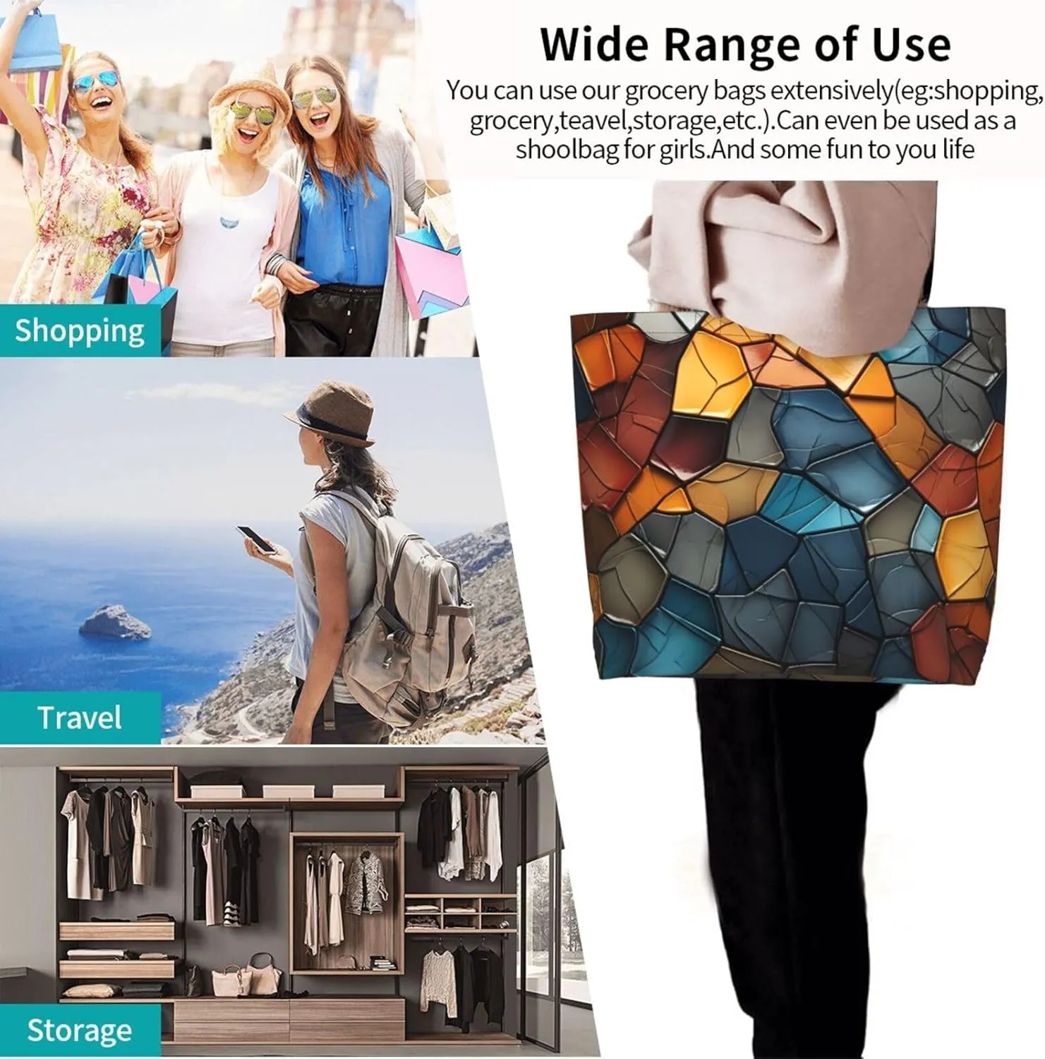 Tote Bag for Women Reusable Grocery Bag Shopping Bag Golden Dust Tote Bags Handbag Foldable Shoulder Bag