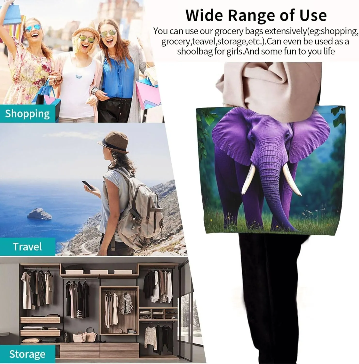 Tote Bag for Women Sea Otters Grocery Bag Foldable Shopping Bags Reusable Large Tote Bag