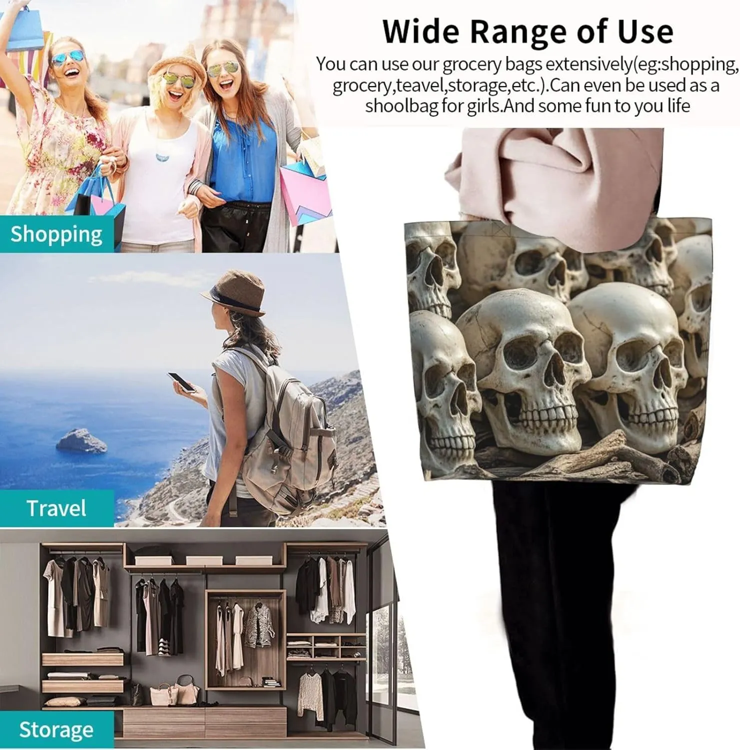 Tote Bag for Women Sunflower Field Sunset Grocery Bag Foldable Shopping Bags Reusable Large Tote Bag