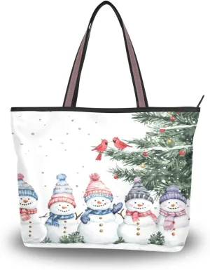 Tote Bag for Women with Zipper,Polyester Tote Purse Holiday Tote Bag Work Handbag Women Gift