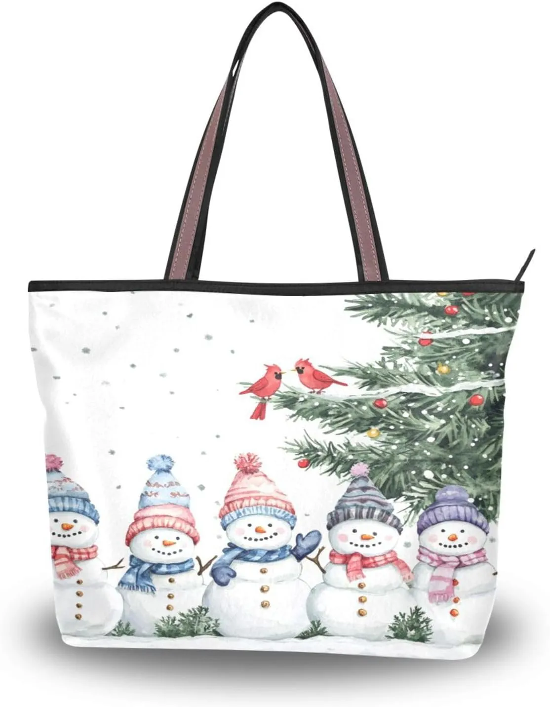 Tote Bag for Women with Zipper,Polyester Tote Purse Holiday Tote Bag Work Handbag Women Gift