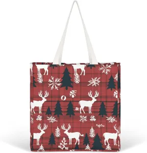 Tote Bag Laptop Handbag Christmas Deer Grocery Bag Canvas Shoulder Bag Crossbody Bag for Travel