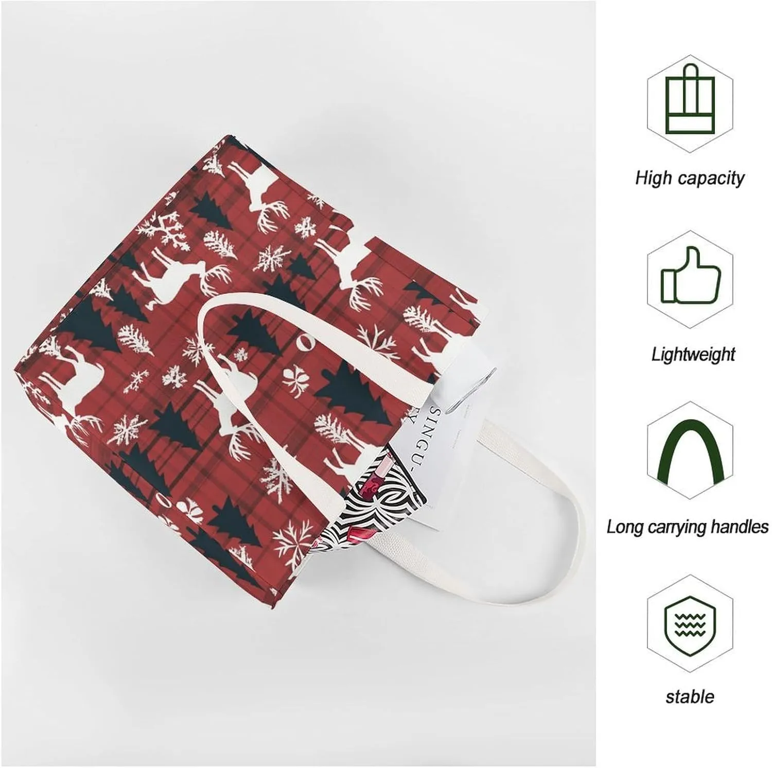 Tote Bag Laptop Handbag Christmas Deer Grocery Bag Canvas Shoulder Bag Crossbody Bag for Travel
