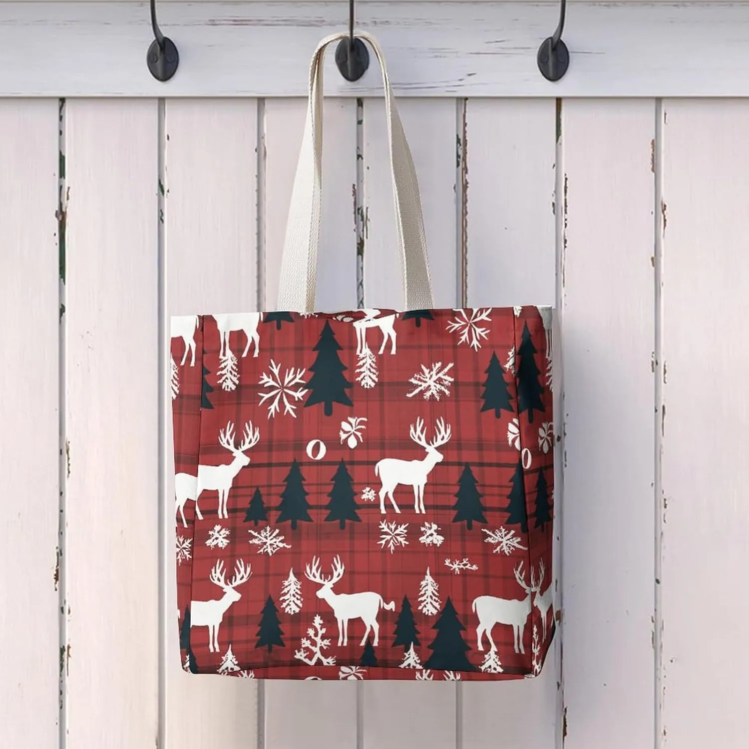 Tote Bag Laptop Handbag Christmas Deer Grocery Bag Canvas Shoulder Bag Crossbody Bag for Travel
