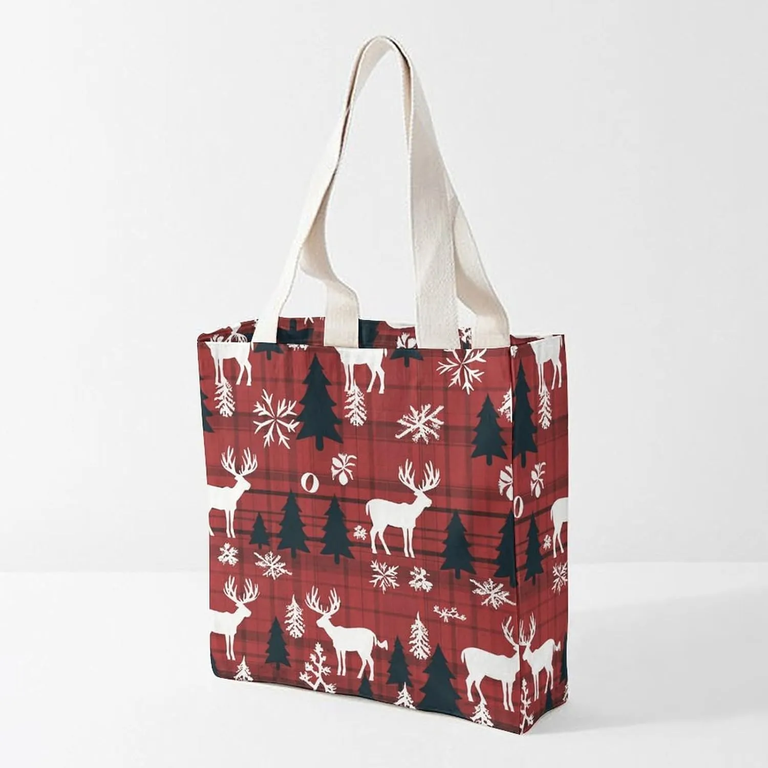 Tote Bag Laptop Handbag Christmas Deer Grocery Bag Canvas Shoulder Bag Crossbody Bag for Travel