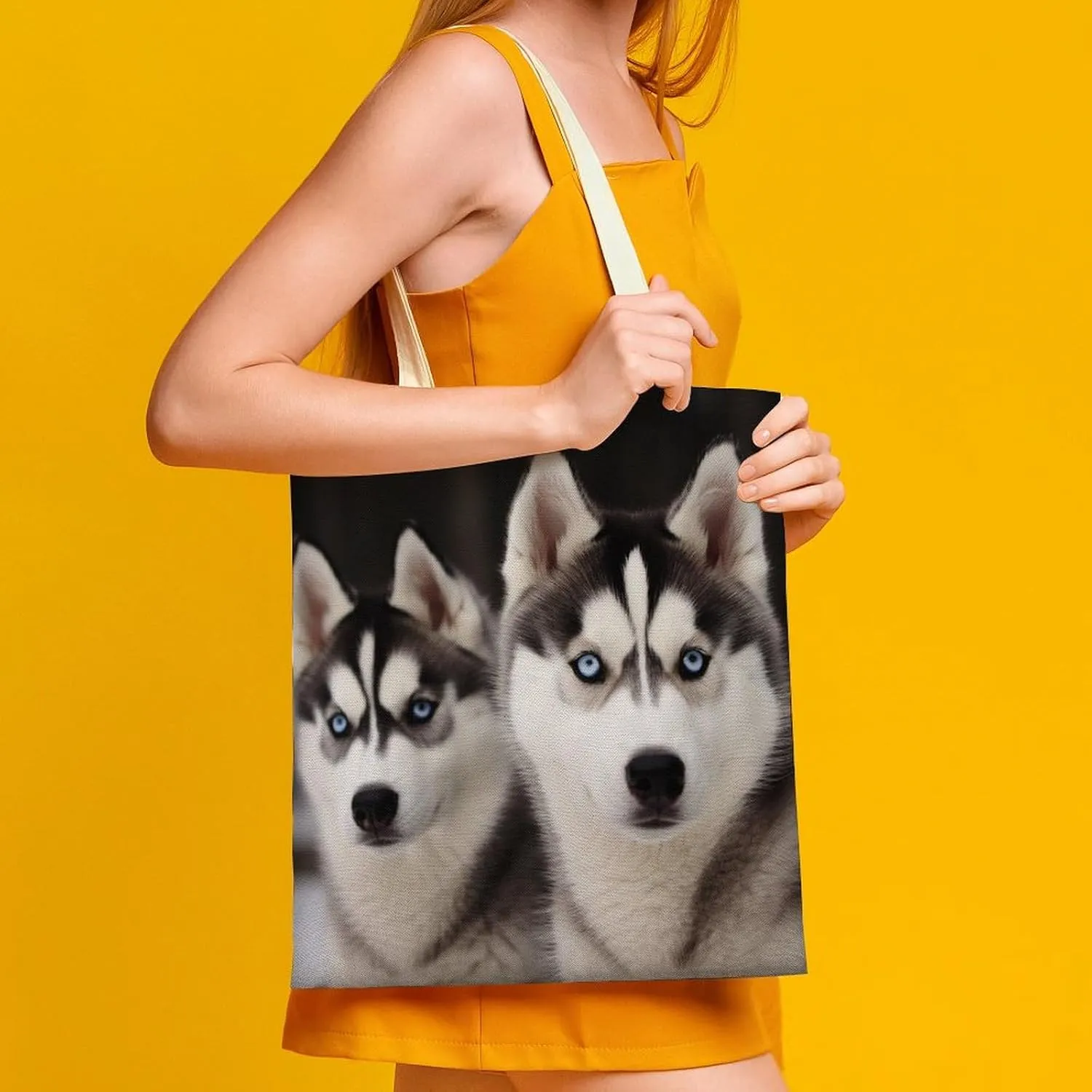 Tote Bag Laptop Handbag Gray Animals Grocery Bag Canvas Shoulder Bag Crossbody Bag for Travel
