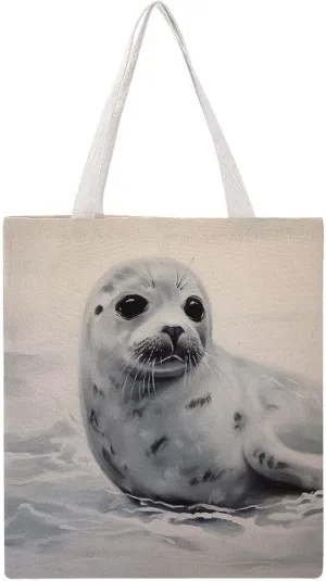 Tote Bag Laptop Handbag Gray Animals Grocery Bag Canvas Shoulder Bag Crossbody Bag for Travel