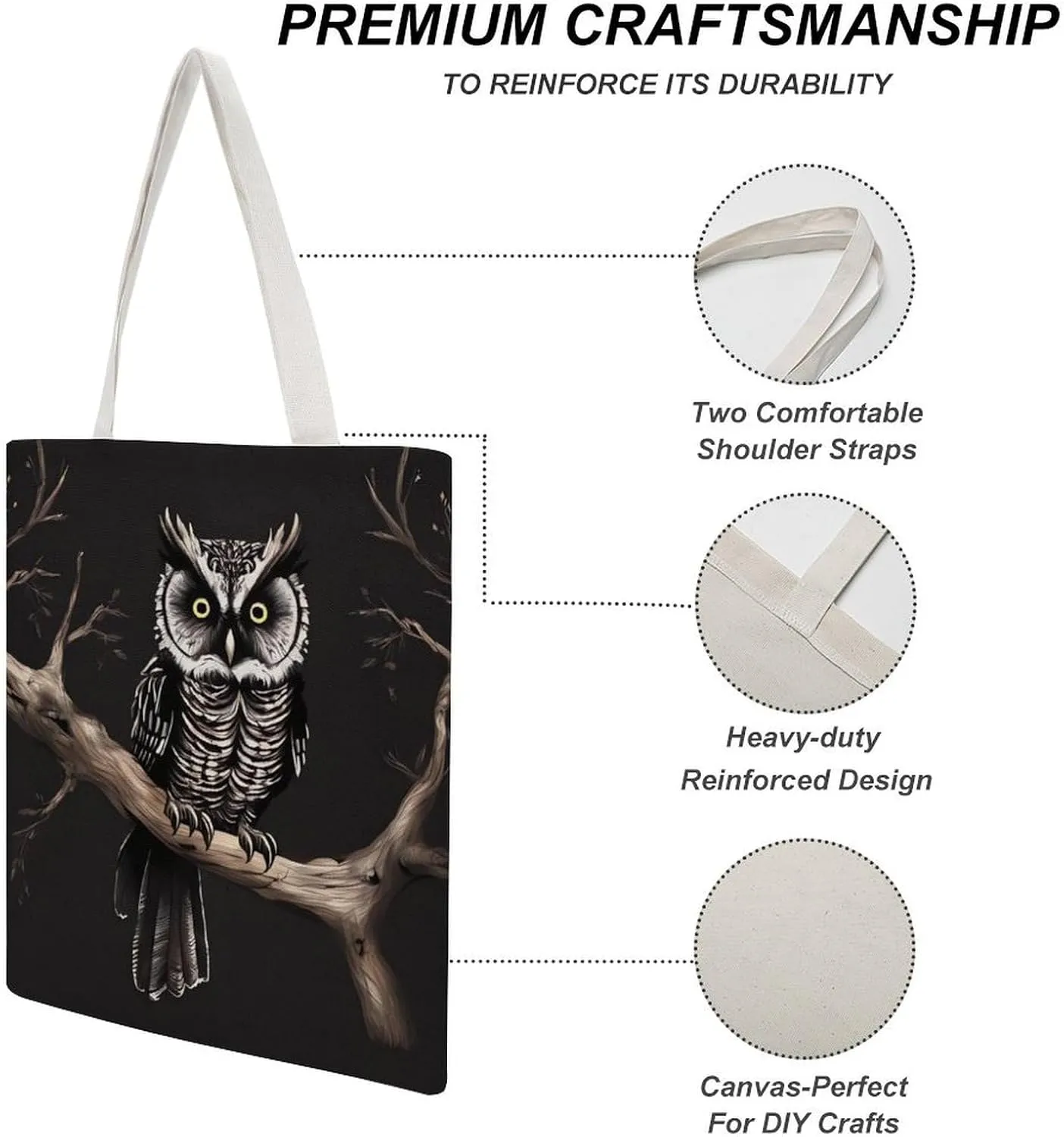 Tote Bag Laptop Handbag Gray Animals Grocery Bag Canvas Shoulder Bag Crossbody Bag for Travel