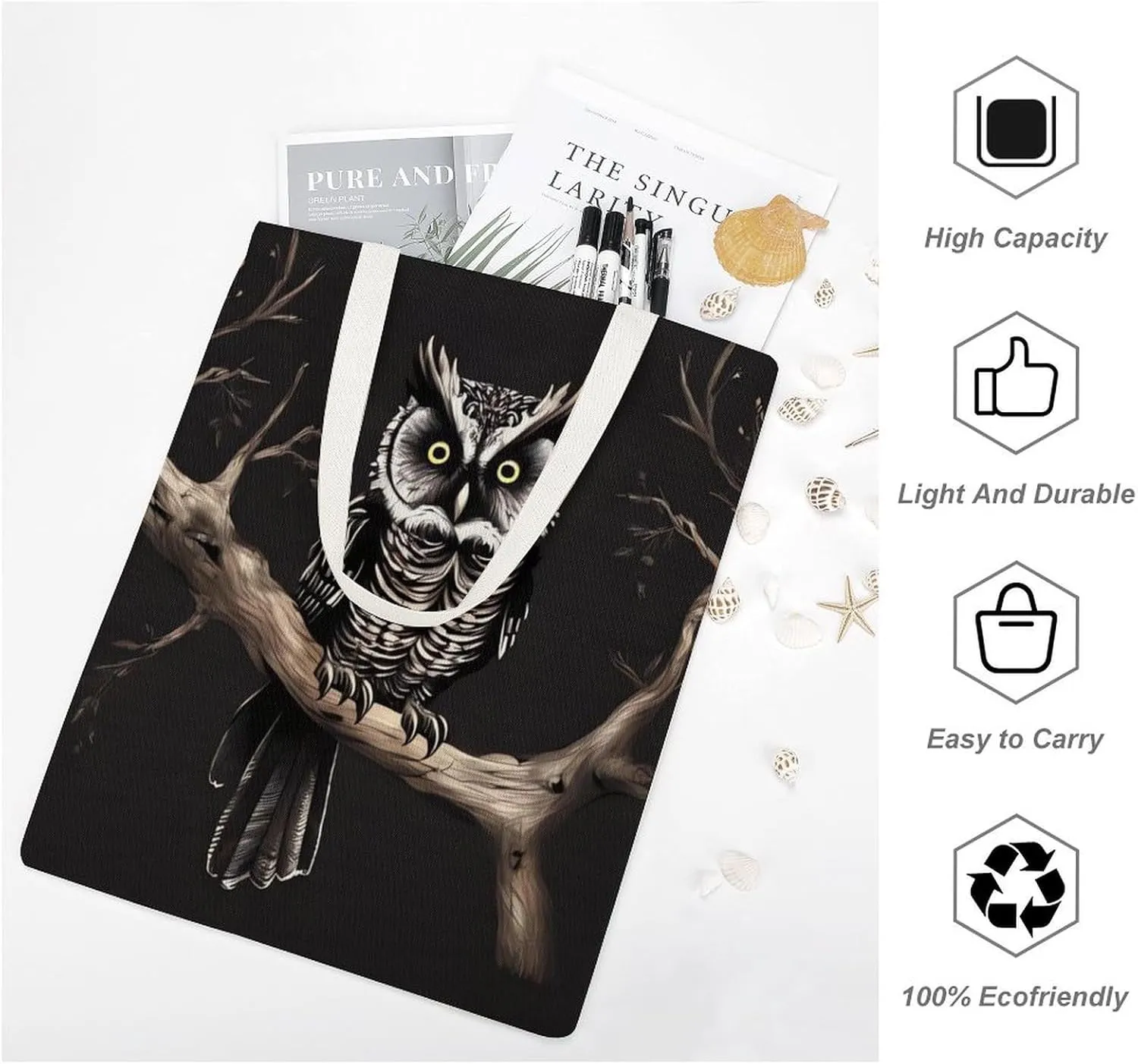 Tote Bag Laptop Handbag Gray Animals Grocery Bag Canvas Shoulder Bag Crossbody Bag for Travel