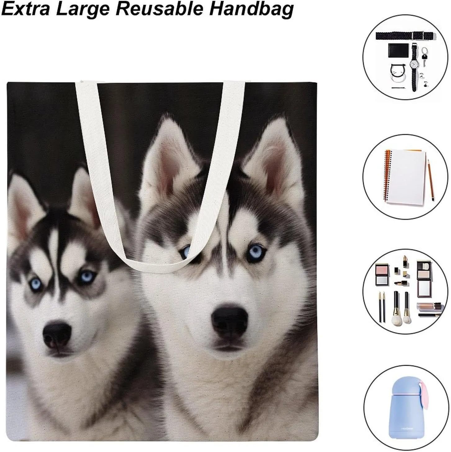 Tote Bag Laptop Handbag Gray Animals Grocery Bag Canvas Shoulder Bag Crossbody Bag for Travel