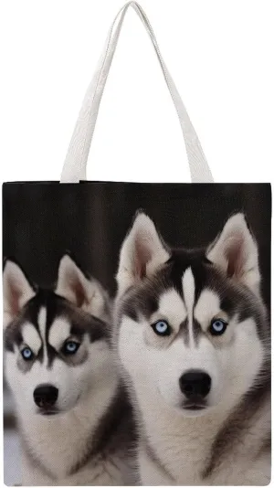 Tote Bag Laptop Handbag Gray Animals Grocery Bag Canvas Shoulder Bag Crossbody Bag for Travel