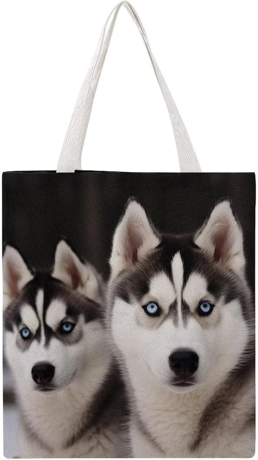 Tote Bag Laptop Handbag Gray Animals Grocery Bag Canvas Shoulder Bag Crossbody Bag for Travel