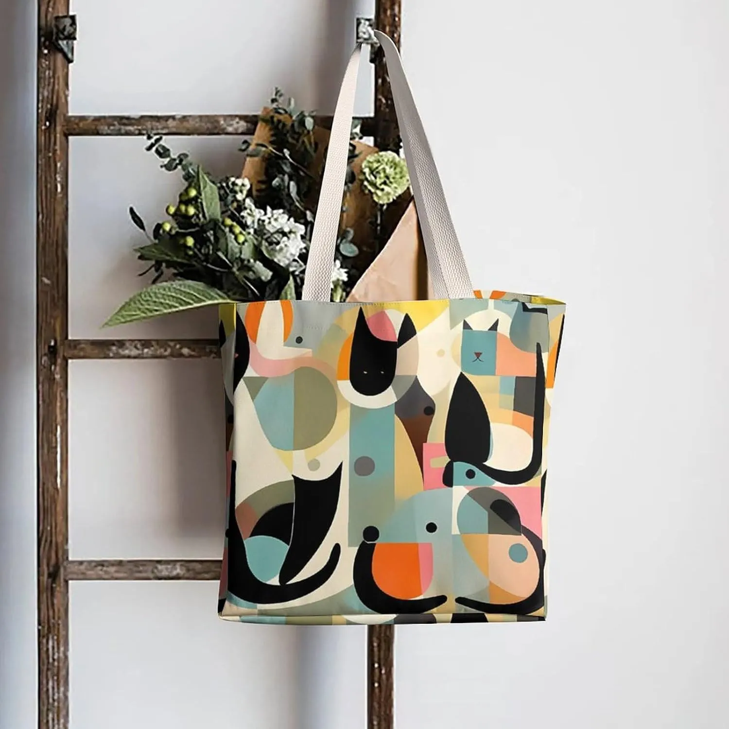 Tote Bag Laptop Handbag Small Animals Grocery Bag Canvas Shoulder Bag Crossbody Bag for Travel
