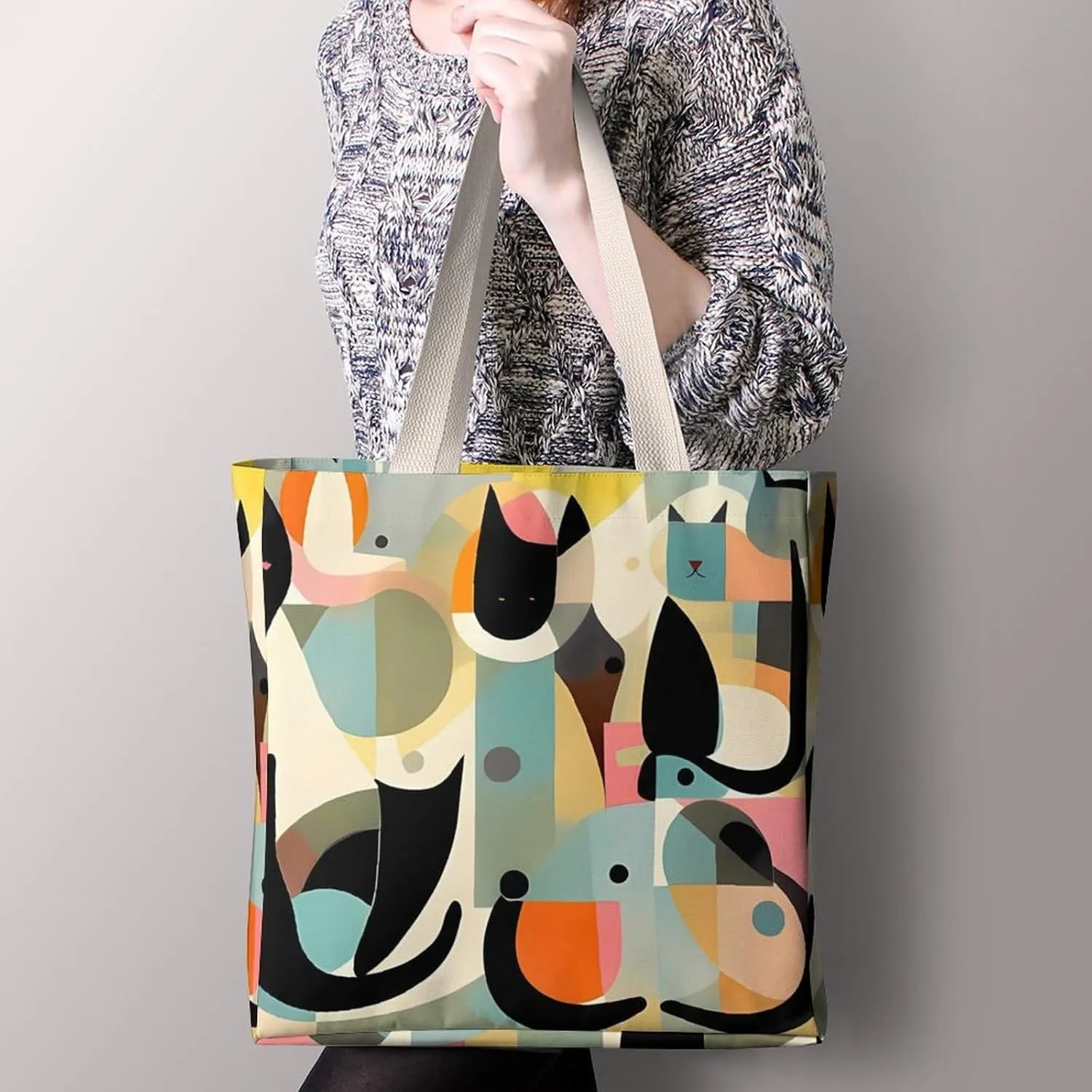 Tote Bag Laptop Handbag Small Animals Grocery Bag Canvas Shoulder Bag Crossbody Bag for Travel