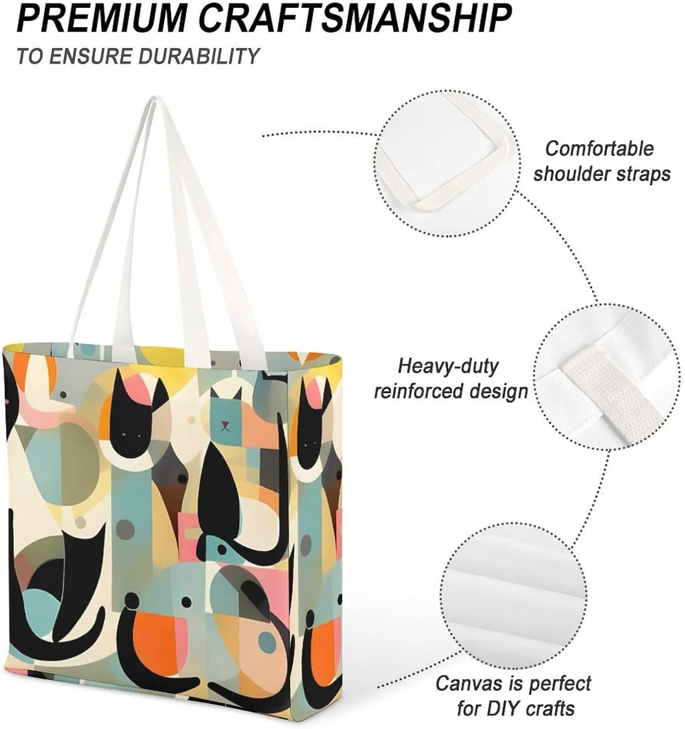 Tote Bag Laptop Handbag Small Animals Grocery Bag Canvas Shoulder Bag Crossbody Bag for Travel