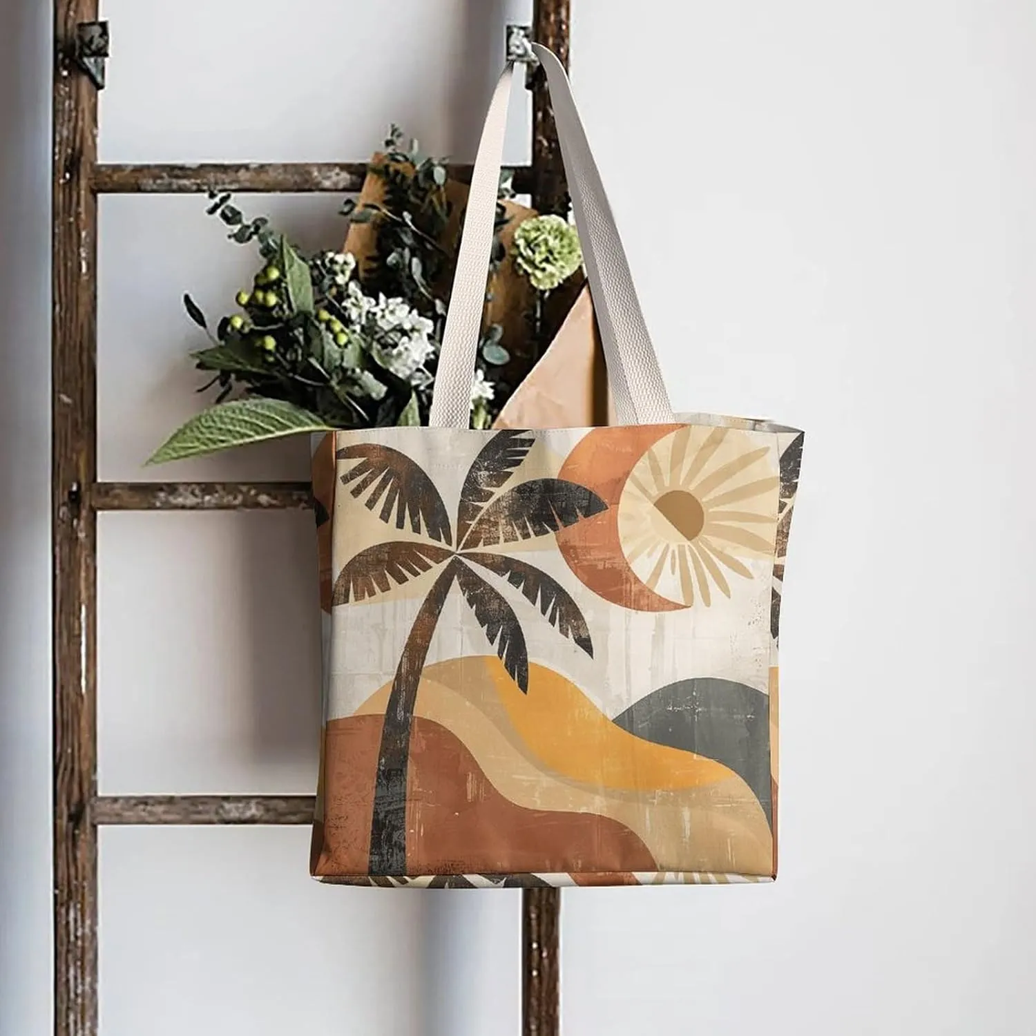 Tote Bag Laptop Handbag Standing in The Field Grocery Bag Canvas Shoulder Bag Crossbody Bag for Travel