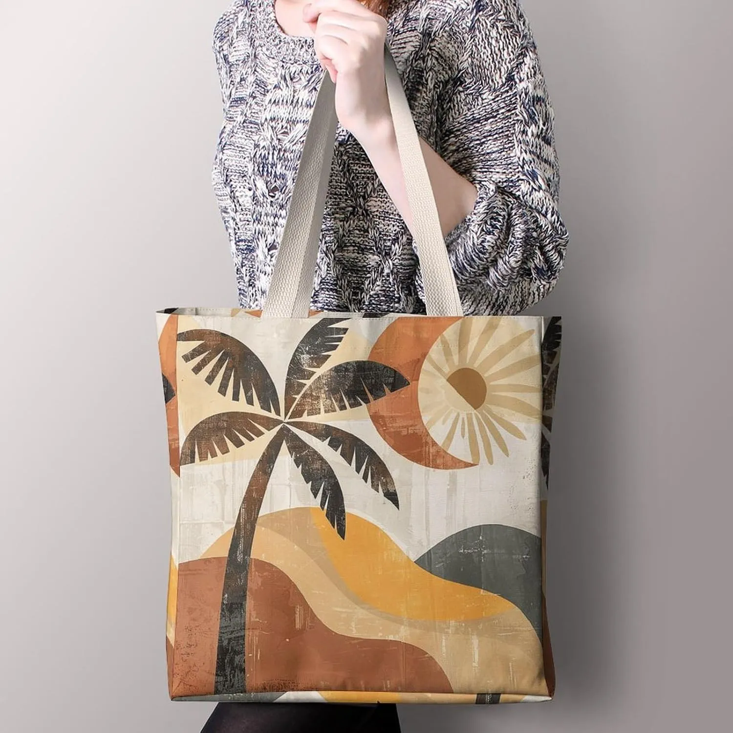 Tote Bag Laptop Handbag Standing in The Field Grocery Bag Canvas Shoulder Bag Crossbody Bag for Travel