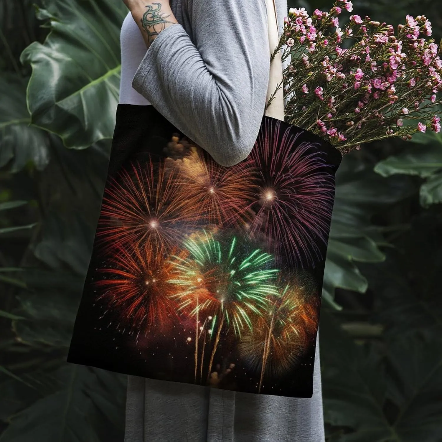 Tote Bag Laptop Handbag Steam Locomotive Train Grocery Bag Canvas Shoulder Bag Crossbody Bag for Travel