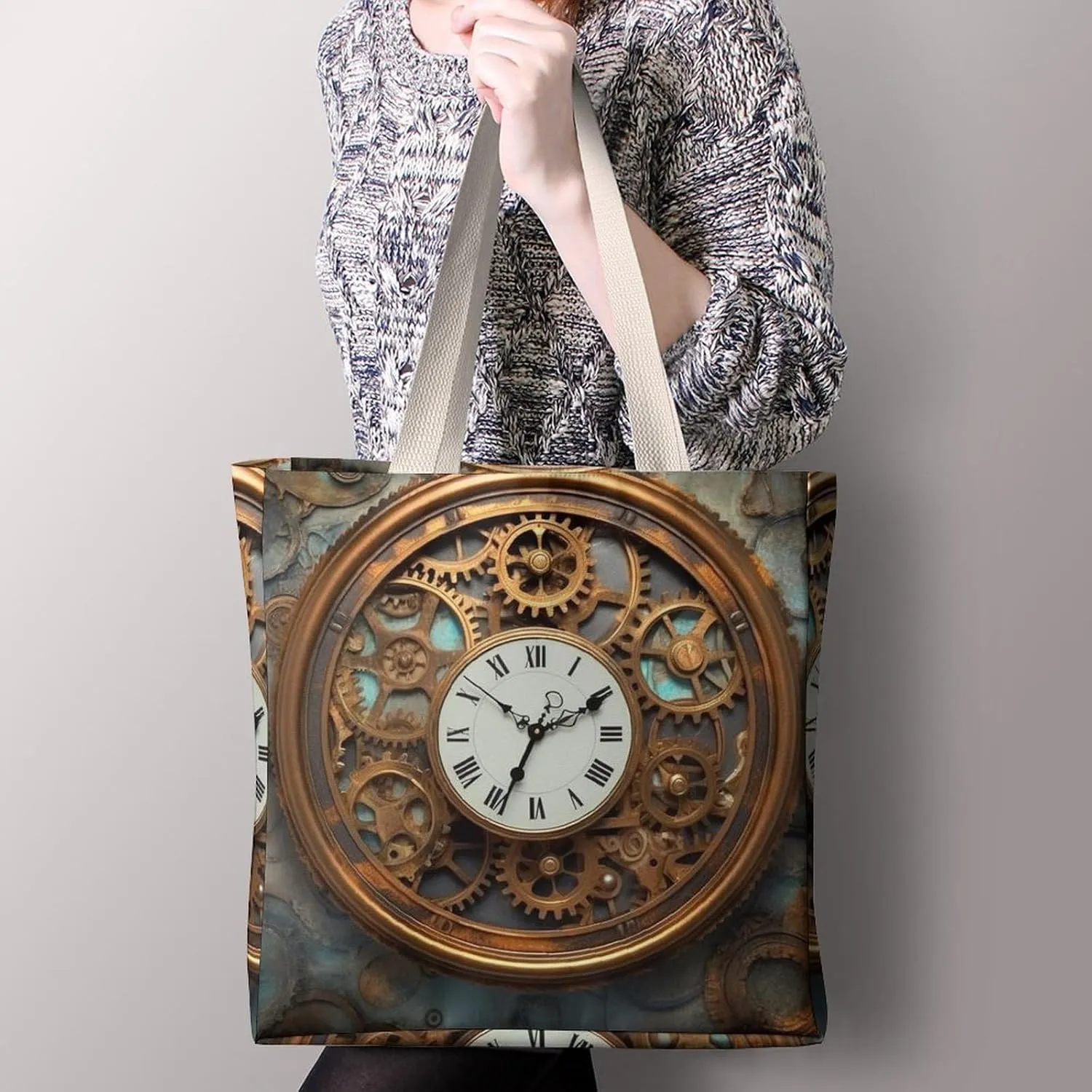 Tote Bag Laptop Handbag Teal And Gold Marble Grocery Bag Canvas Shoulder Bag Crossbody Bag for Travel